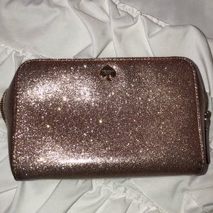 KATE SPADE pink sparkle cosmetic bag